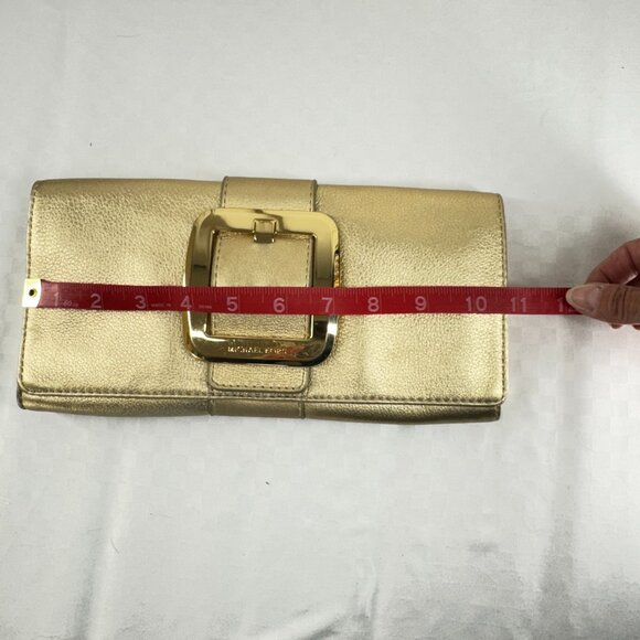 Michael Kors Gold Clutch Wallet Pebbled Leather - Picture 7 of 7